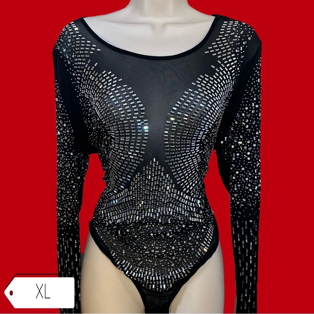 Bedazzled rhinestone bodysuit XL from Akira